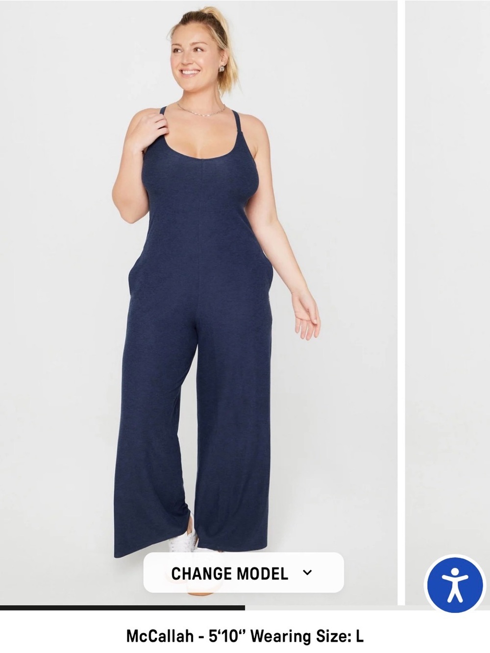 Fabletics Navy Scoop-Neck Wide-Leg Jumpsuit